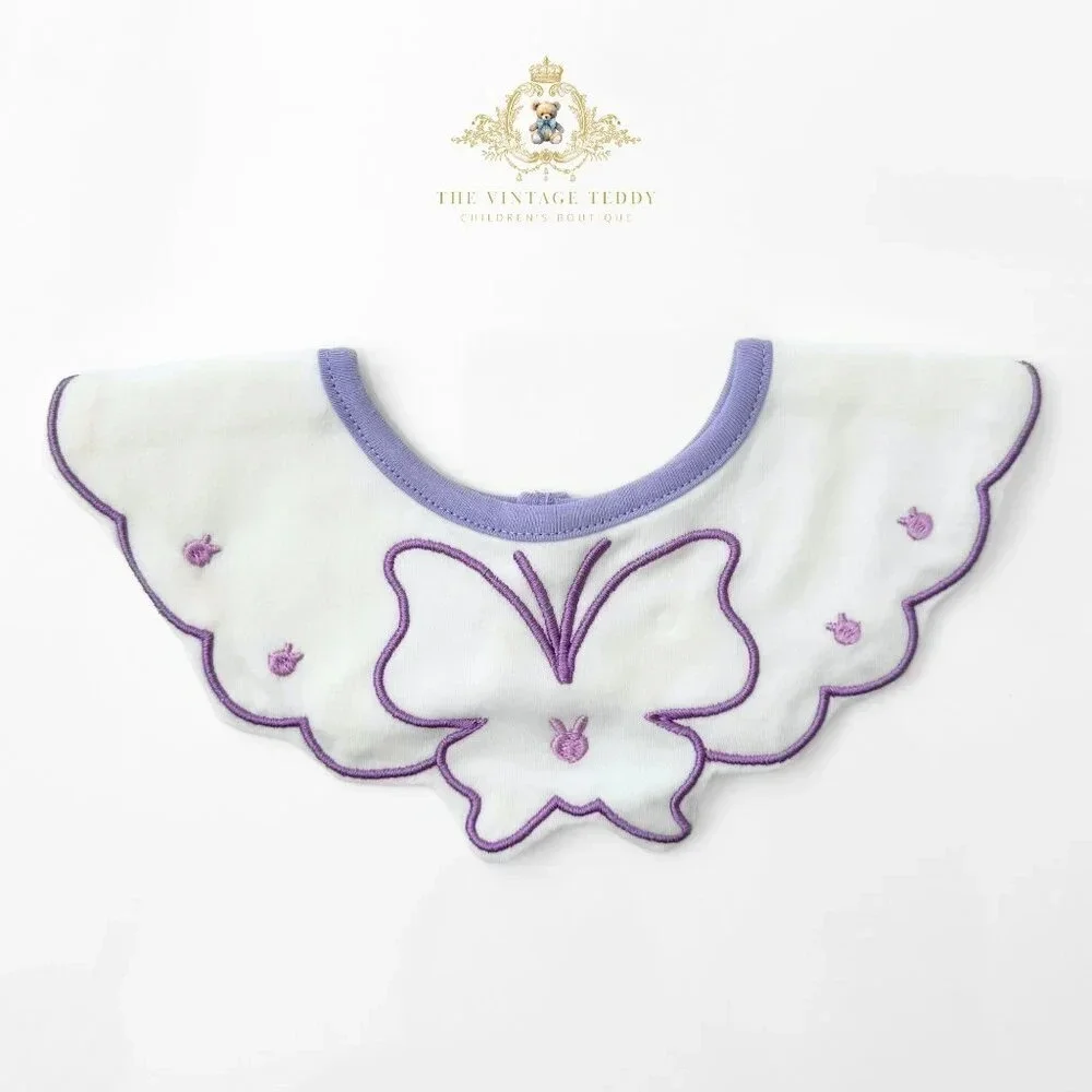 NWT Lovely Boutique Embroidered Girls Baby Bibs Tulips & Butterflies Set of 3